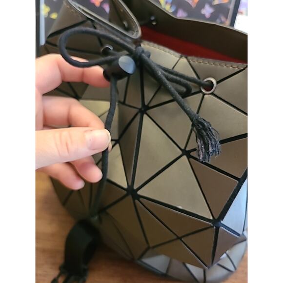 RARE! EMILIO PEPE Backpack Geometric Graphite CHARCOAL Slanted Triangle Bag - Picture 12 of 14